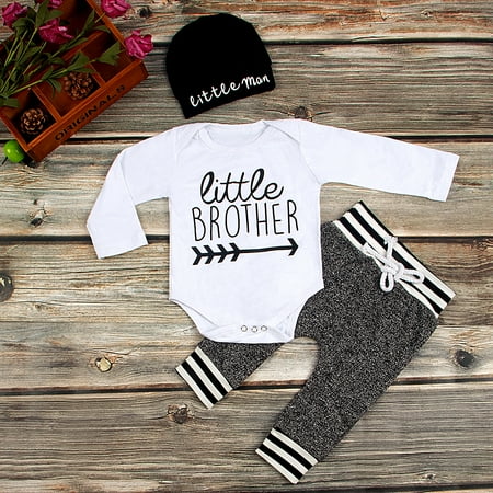 Newborn Infant Baby Boys Clothes Sets 3pcs Little Brother Long Sleeve Bodysuit Pant Hats Outfit Clothing 6-12 Months
Newborn Infant Baby Boys Clothes Sets 3pcs Little Brother Long Sleeve Bodysuit Pant Hats Outfit Clothing 6-12 Months