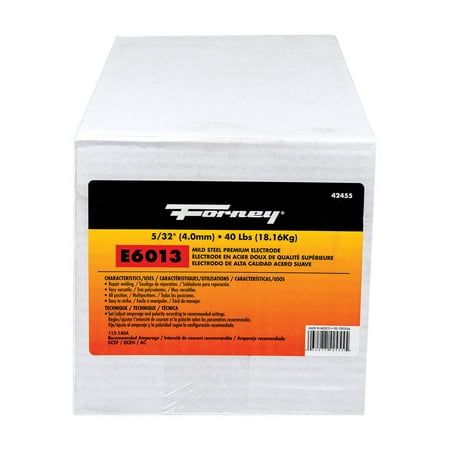 Forney 5/32 in. Dia. x 15 in. L E6013 Mild Steel Welding Electrodes 83000 psi 40 lb.
Forney 5/32 in. Dia. x 15 in. L E6013 Mild Steel Welding Electrodes 83000 psi 40 lb.