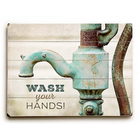 ArteHouse Decorative Wood Sign "Wash Your Hands" by Artist Lisa Russo, 18" x 24", Planked Wood