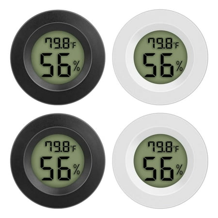 4PCS Mini Digital Hygrometer Thermometer Hygrometer Celsius Indoor Thermometer with LCD Display (White&Black)