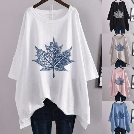 Taluosi Casual Women T-shirt Short Sleeve Leaf Print O Neck Irregular Hem Mid-length Loose Blouse for Summer
Taluosi Casual Women T-shirt Short Sleeve Leaf Print O Neck Irregular Hem Mid-length Loose Blouse for Summer