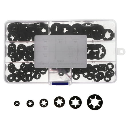 1 Set 260pcs Plum-blossom Shaped Locking Washers Retaining Clamps (Black)
