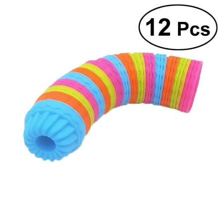 12 Pcs Thread Shape Silicone Reusable Baking Cake Molds Jelly Mould Cupcake Maker Muffin Cup (Blue/Green/Orange/Pink))