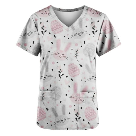 Easter Scrub Top for Women Floral Nurse Uniform V Neck Working Uniform Medical Bunny Pattern Shirt 2 Pockets Workwear
Easter Scrub Top for Women Floral Nurse Uniform V Neck Working Uniform Medical Bunny Pattern Shirt 2 Pockets Workwear