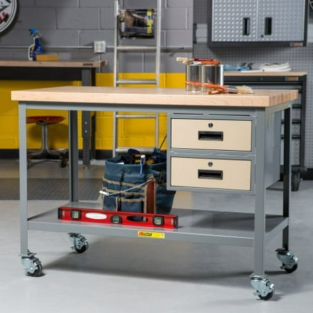 Little Giant Butcher Block Top Mobile Workbench with Drawers