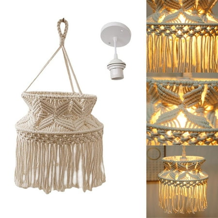 Retro Style Knitting Macrame Lamp Shade Woven Bohemian Hanging Ceiling Pendant Lampshade Cover Living Room Dinner Bedroom Light Covers Decoration with Lamp Holder
Retro Style Knitting Macrame Lamp Shade Woven Bohemian Hanging Ceiling Pendant Lampshade Cover Living Room Dinner Bedroom Light Covers Decoration with Lamp Holder