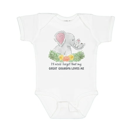 Inktastic I ll Never Forget That My Great Grandpa Loves Me Elephants Gift Baby Boy or Baby Girl Bodysuit
Inktastic I ll Never Forget That My Great Grandpa Loves Me Elephants Gift Baby Boy or Baby Girl Bodysuit
