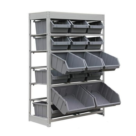 King s Rack Bin Rack Storage System Heavy Duty Steel Rack Organizer Shelving Unit w/ 16 Plastic Bins in 6 tiers
King s Rack Bin Rack Storage System Heavy Duty Steel Rack Organizer Shelving Unit w/ 16 Plastic Bins in 6 tiers