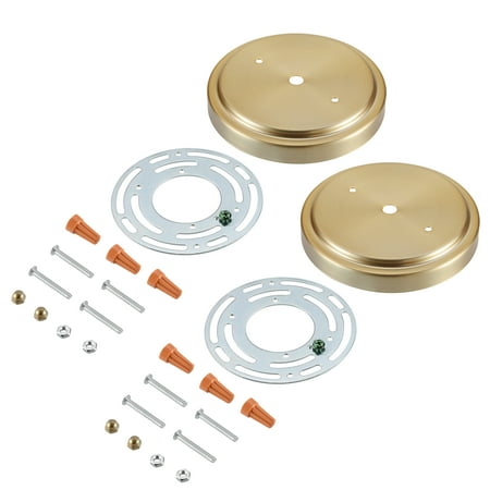 Aspen Creative 21509-42 Warm Brass Transitional Chandelier Fixture Canopy Kit w/Universal Cross Bar 5-1/8 Diameter 7/16 Center Hole 2 Sets/Pack
Aspen Creative 21509-42 Warm Brass Transitional Chandelier Fixture Canopy Kit w/Universal Cross Bar 5-1/8 Diameter 7/16 Center Hole 2 Sets/Pack