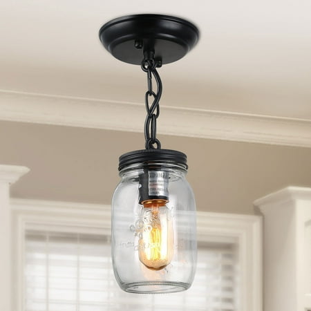 LNC 1-Light Farmhouse Matte Dark Coffee Brown and Mason Jar Glass Shade LED Semi-flush Mount Light
LNC 1-Light Farmhouse Matte Dark Coffee Brown and Mason Jar Glass Shade LED Semi-flush Mount Light