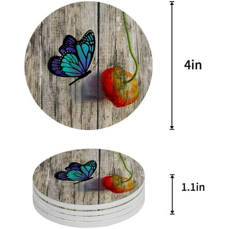 KXMDXA Butterfly on Vintage Wooden Plank Set of 8 Round Coaster for Drinks Absorbent Ceramic Stone Coasters Cup Mat with Cork Base for Home Kitchen Room Coffee Table Bar Decor
KXMDXA Butterfly on Vintage Wooden Plank Set of 8 Round Coaster for Drinks Absorbent Ceramic Stone Coasters Cup Mat with Cork Base for Home Kitchen Room Coffee Table Bar Decor