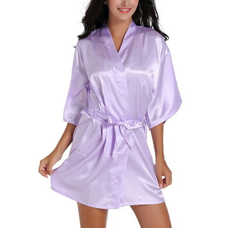 Abtel Ladies Bathrobe Satin Sleepwear Lightweight Robe Women Soft Bride Pajama Dress Light Purple 2XL
Abtel Ladies Bathrobe Satin Sleepwear Lightweight Robe Women Soft Bride Pajama Dress Light Purple 2XL
