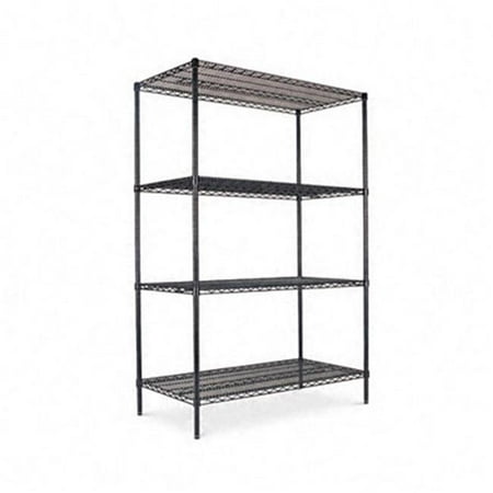 Industrial Wire Shelving Starter Kit 4 Shelves 48w x 24d x 72h Black