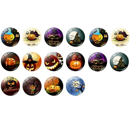 16Pcs Beautiful Halloween Pumpkin Fridge Magnets Glass Magnets Stickers