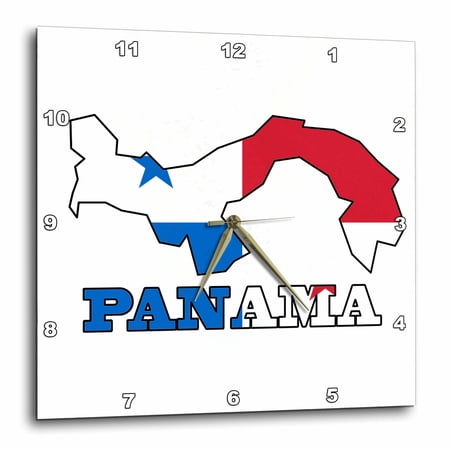 3dRose The flag of Panama in the outline map and word Panama - Wall Clock, 13 by 13-inch