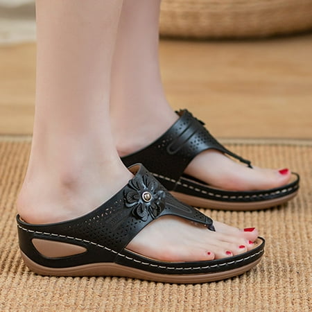 Cathalem Women Slope Heel Slippers Summer Fashion Slope Heel Thick Soled Massage Retro Beach Slippers Wedge Sandals for Women Black 7.5
Cathalem Women Slope Heel Slippers Summer Fashion Slope Heel Thick Soled Massage Retro Beach Slippers Wedge Sandals for Women Black 7.5