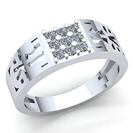Natural 0.5ct Round Cut Diamond Mens Cluster Anniversary Engagement Ring Solid 10K Rose, White or Yellow Gold JK I1