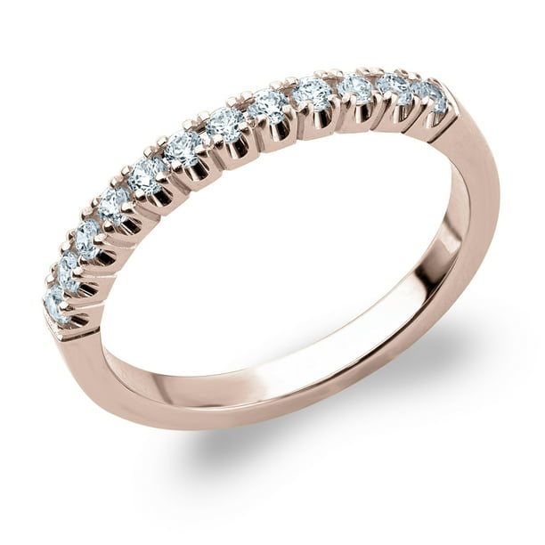 1/4 CTTW Diamond Wedding Band in 10K Rose, 0.25 Carat Diamond Anniversary Ring