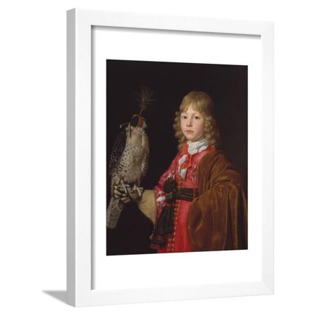 Portrait of a Boy with a Falcon Framed Print Wall Art By Wallerant Vaillant