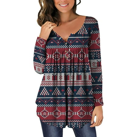 Wyongtao Cozy Women s Casual Long Sleeve Open Button Round Neck Loose Fit Pleated Tunic Shirt Christmas Print Blouse Tops
Wyongtao Cozy Women s Casual Long Sleeve Open Button Round Neck Loose Fit Pleated Tunic Shirt Christmas Print Blouse Tops