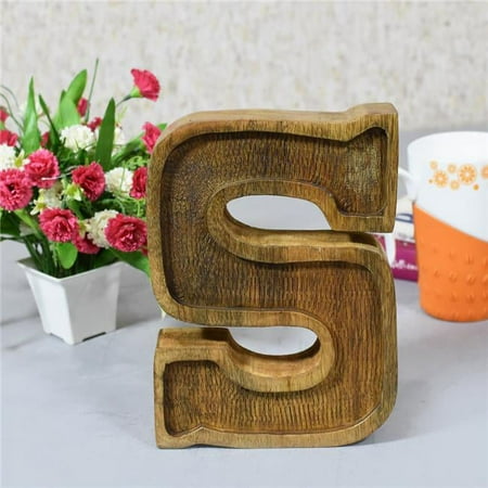 S Alphabet Handmade Letter Block Eco-Friendly Wall Decor Natural