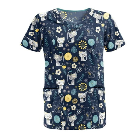 QAZXD Womens V Neck Medical Nursing Uniform Print Short Sleeve Scrub Tops with Two Pockets S-XXXL
QAZXD Womens V Neck Medical Nursing Uniform Print Short Sleeve Scrub Tops with Two Pockets S-XXXL
