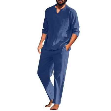GNEIKDEING Men Pieces Cotton Linen Set Henley Shirt Long Sleeve And Casual Beach Pants Summer Yoga Outfits Men s Suits Blue M Gift on Clearance
GNEIKDEING Men Pieces Cotton Linen Set Henley Shirt Long Sleeve And Casual Beach Pants Summer Yoga Outfits Men s Suits Blue M Gift on Clearance