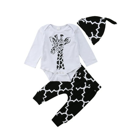 3Pcs Infant Outfit Newborn Baby Boy Girls Long Sleeve Giraffe Print Top Bodysuit+Pants Leggings+Hat Casual Kid Cotton Clothes Set
3Pcs Infant Outfit Newborn Baby Boy Girls Long Sleeve Giraffe Print Top Bodysuit+Pants Leggings+Hat Casual Kid Cotton Clothes Set
