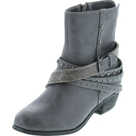 Not Rated Jet Setter Womens Faux Leather Fashion Ankle Boots Grey 7.5