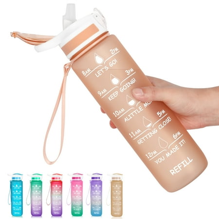Hanmir 32oz Motivational Water Bottle with Time Marker with Straw Drinking Water Bottles with Strap Leakproof Tritan Fitness Sports Water bottle for Gym Camping Outdoor(Orange)
Hanmir 32oz Motivational Water Bottle with Time Marker with Straw Drinking Water Bottles with Strap Leakproof Tritan Fitness Sports Water bottle for Gym Camping Outdoor(Orange)
