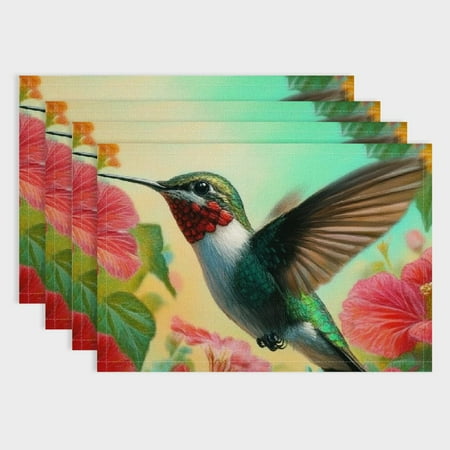 PRATYUS Hummingbird Flowers Linen Dining Table Placemats Set of 4 - Ideal for Birthday Parties Christmas Restaurants And Buffets 18x12in
PRATYUS Hummingbird Flowers Linen Dining Table Placemats Set of 4 - Ideal for Birthday Parties Christmas Restaurants And Buffets 18x12in