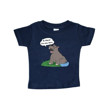 Inktastic Hi There I m New Here Hippo Gift Baby Boy or Baby Girl T-Shirt