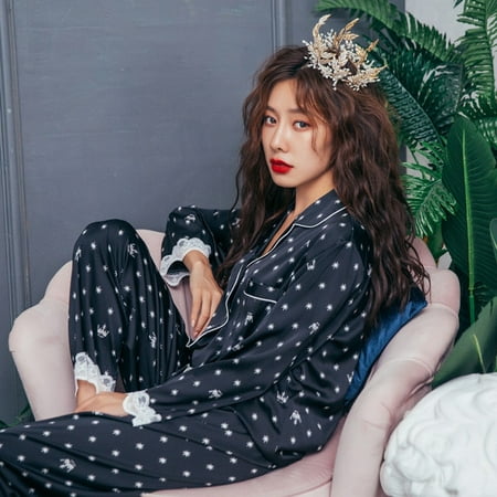 Lisacmvpnel Print Fashion Women Pajama Set Sweet Lace Cuff Trousers Long Sleeve Suit Pyjamas
Lisacmvpnel Print Fashion Women Pajama Set Sweet Lace Cuff Trousers Long Sleeve Suit Pyjamas