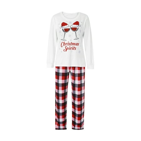 RUEWEY Christmas Parent-child Nightwear Sets White Long Sleeve Letter Tops Plaid Pattern Pants
RUEWEY Christmas Parent-child Nightwear Sets White Long Sleeve Letter Tops Plaid Pattern Pants
