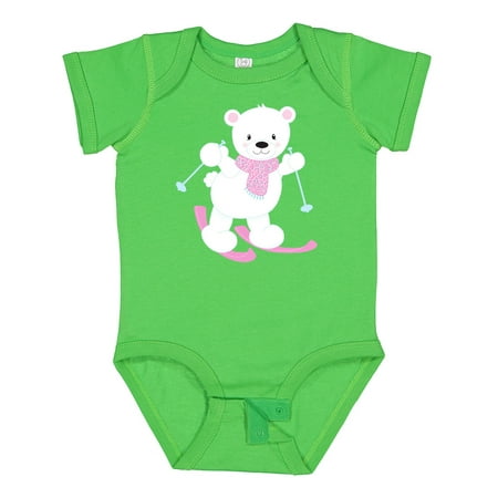 Inktastic Polar Bear White Bear Cute Bear Skiing Bear Gift Baby Boy or Baby Girl Bodysuit