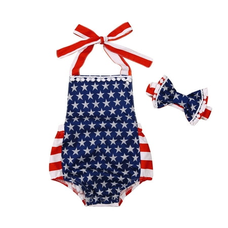 Summer Independence Day Baby Girls Outfit Star Stripe Halter Backless Bodysuit+ Headband Suit Clothes 0-24Months
Summer Independence Day Baby Girls Outfit Star Stripe Halter Backless Bodysuit+ Headband Suit Clothes 0-24Months