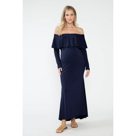 

Women s Maternity Off-Shoulder Maxi Dress with Mermaid Tail
