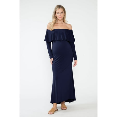Women s Maternity Off-Shoulder Maxi Dress with Mermaid Tail