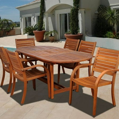 Amazonia Kentucky 7 Piece Oval Eucalyptus Patio Dining Set