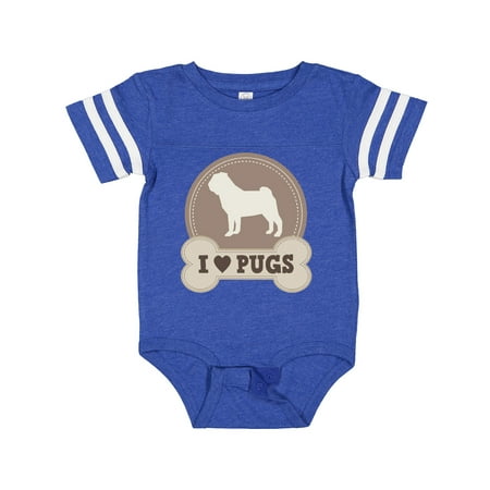 Inktastic Pug Dog - I Love Pugs Gift Baby Boy or Baby Girl Bodysuit