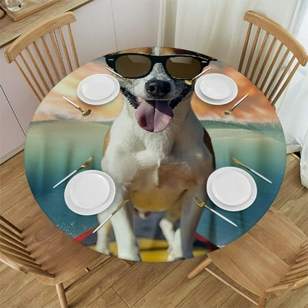 Sheronv Dog with Sunglasses and Surfboard Round Table Cover Stain Resistant Washable Indoor Outdoor Tablecloth Kitchen Dining Wedding Parties 100% Polyester Fiber 46-50
Sheronv Dog with Sunglasses and Surfboard Round Table Cover Stain Resistant Washable Indoor Outdoor Tablecloth Kitchen Dining Wedding Parties 100% Polyester Fiber 46-50