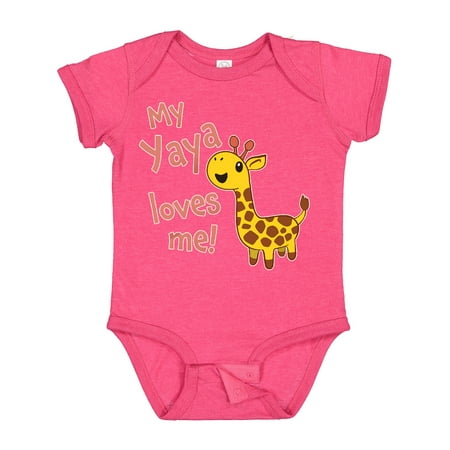 Inktastic My Yaya Loves Me- Cute Giraffe Gift Baby Boy or Baby Girl Bodysuit