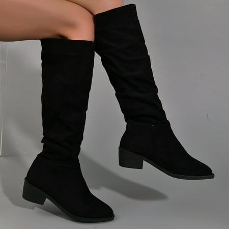 Women s Tall Slouch Boots 2023 New Mid Calf Spice Casual Lightweight Warm Boots