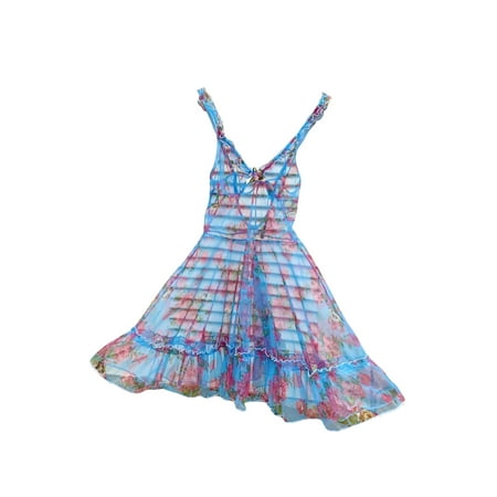 Womens Loose Sheer Dress Summer Floral Deep V Neckline Nightwear Pleated Edge Sling Sleeping Dress
Womens Loose Sheer Dress Summer Floral Deep V Neckline Nightwear Pleated Edge Sling Sleeping Dress