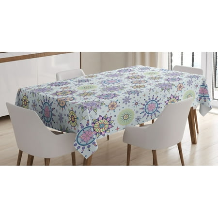 

Winter Tablecloth Pastel Colored Detailed Floral Figures Artistic Cute Sweet Snow Blizzard Pattern Rectangular Table Cover for Dining Room Kitchen 52 X 70 Inches Multicolor by Ambesonne