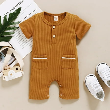 Girls Clothes Summer Toddler Baby Boys Girls Short Sleeve Solid Romper Jumpsuit 70