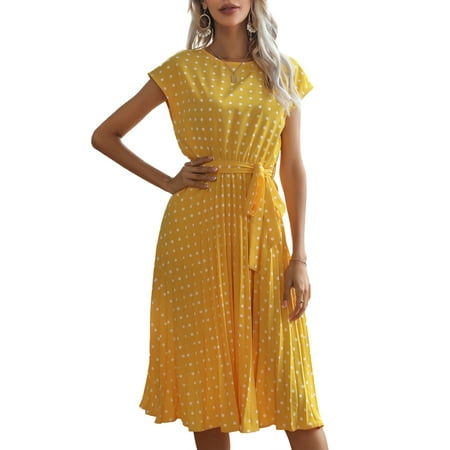Seyurigaoka Women s Short Sleeve Dots Dress Round Neck Adjustable Waist Belt Dress Loose Fit Casual One-Piece
Seyurigaoka Women s Short Sleeve Dots Dress Round Neck Adjustable Waist Belt Dress Loose Fit Casual One-Piece