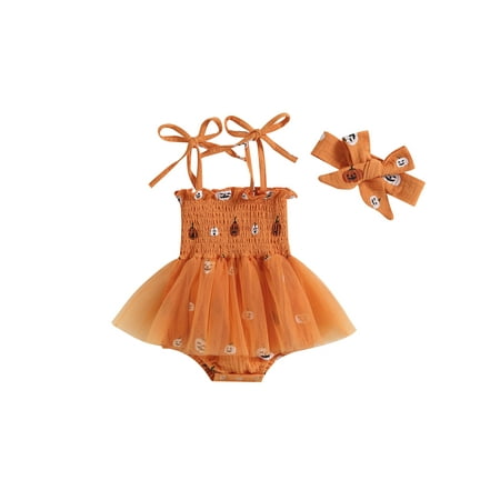 Wassery 2Pcs Baby Girl Halloween Outfits Sleeveless Pumpkin Print Mesh Romper Dress Headband 3 6 12 18 Months Infant Girls My 1st Halloween Clothes
Wassery 2Pcs Baby Girl Halloween Outfits Sleeveless Pumpkin Print Mesh Romper Dress Headband 3 6 12 18 Months Infant Girls My 1st Halloween Clothes