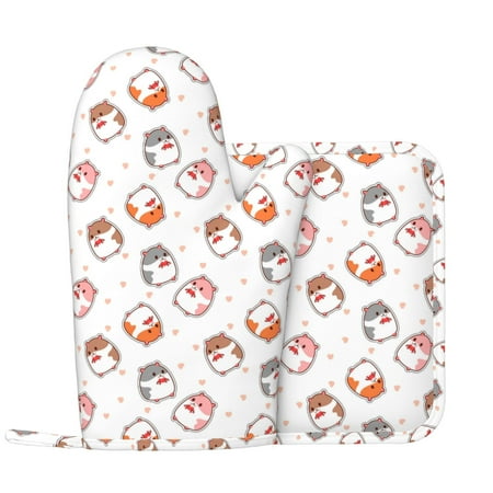 Sticker Style Cute Hamster Love Oven Mitts and Pot Holders Sets with 1 Non-Slip Left Silicone Oven Mitts and 1 Heatproof Insulated Hot Pads for Kitchen Use in Cooking Baking Grilling
Sticker Style Cute Hamster Love Oven Mitts and Pot Holders Sets with 1 Non-Slip Left Silicone Oven Mitts and 1 Heatproof Insulated Hot Pads for Kitchen Use in Cooking Baking Grilling