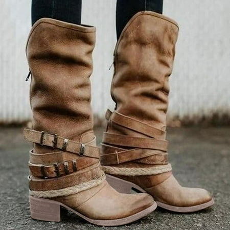 TANGNADE Women boots Women s Shoes Pointed Toe Winter Belt Buckle Thick Heel Fashion Knight Boots Mid-tube Boots Brown 39
TANGNADE Women boots Women s Shoes Pointed Toe Winter Belt Buckle Thick Heel Fashion Knight Boots Mid-tube Boots Brown 39